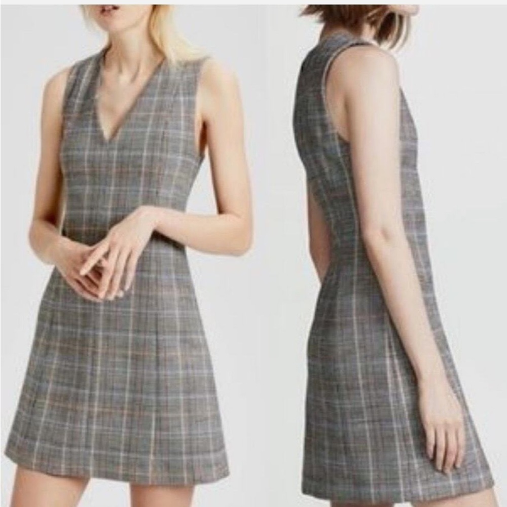 Theory Easy V Shift Dress In Autumn Plaid